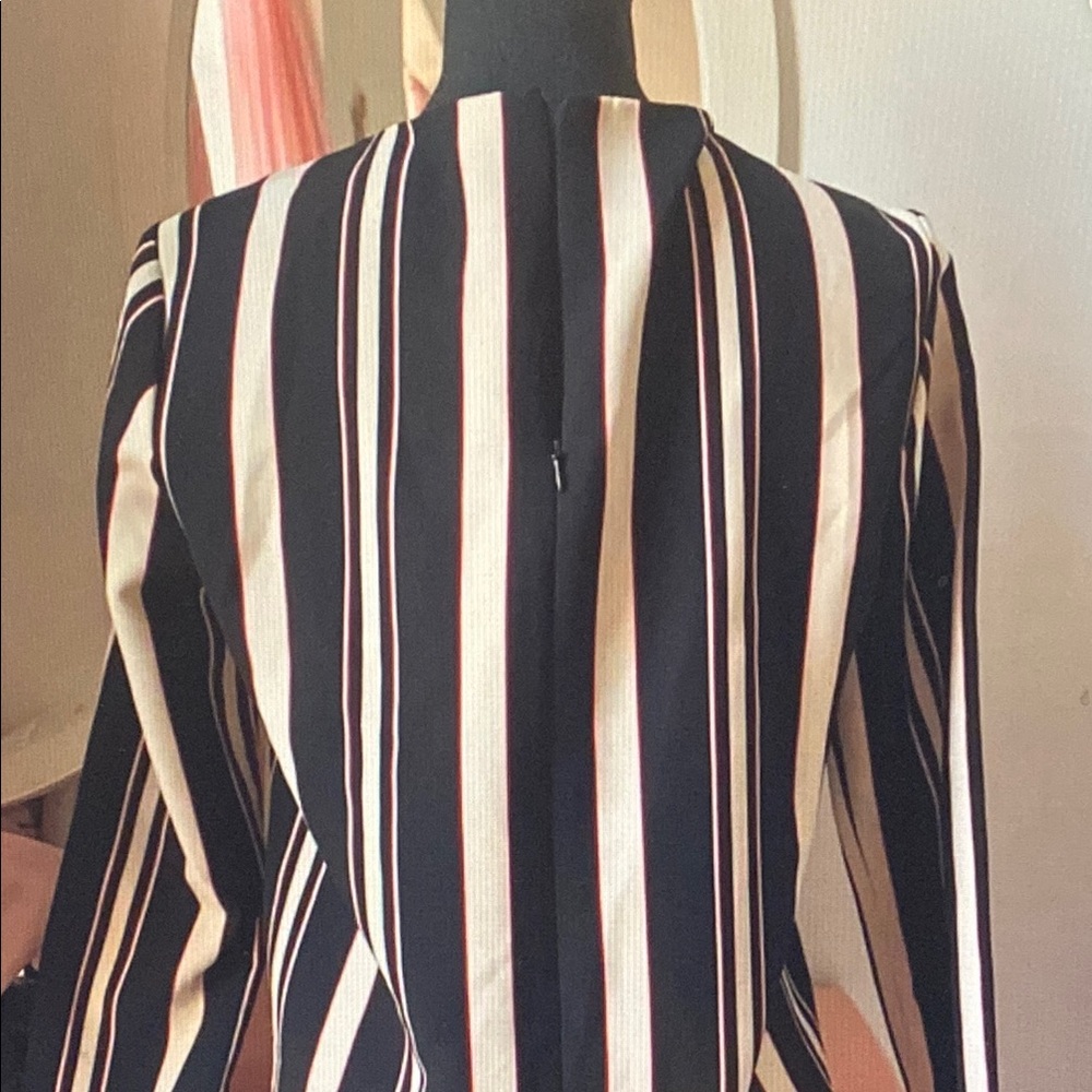 Zara Black and Cream Striped Blouse
